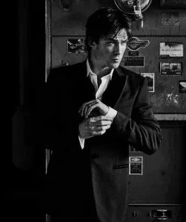 © Damon Salvatore The Vampire Diaries Ian Somerhalder, vampir, setelan, hitam putih, tampan, aktor, The Vampire Diaries whatsapp sticker