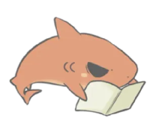📒 Tubarão, Leitura, Livro, Fofo, Animal, Desenho animado telegram sticker