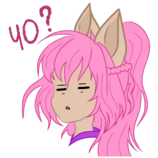 😑 yo? 애니메이션 여자, 분홍 머리, 고양이 귀, 질문, 만화, 카와이, 귀여운, 표정 telegram sticker