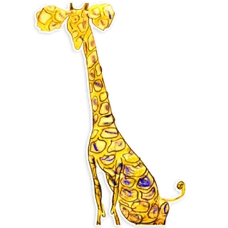 🦄 giraffe, animal, yellow, watercolor, sitting, tall, cute telegram sticker