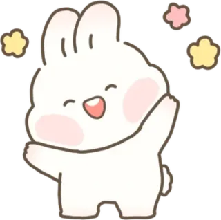 💬 coniglio, coniglietto, carino, kawaii, cartone animato, felice, animale, adesivo telegram sticker
