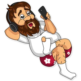 😛 dibujo animado, hombre, auriculares, relajación, teléfono, música whatsapp sticker