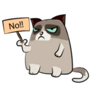 🚫 Grumpy Cat No!! кот, ворчливый, нет, мем, смешной, животное telegram sticker