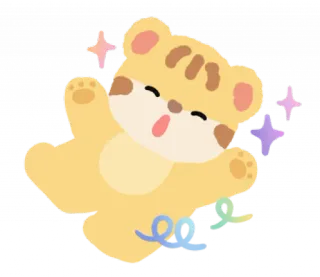 🐯 ステッカー, 虎, かわいい, キラキラ, 動物, マンガ, カワイイ whatsapp sticker