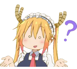 🤔 Tohru Miss Kobayashi's Dragon Maid Anime, Dragon, Question, Servante, Confus, Tohru whatsapp sticker