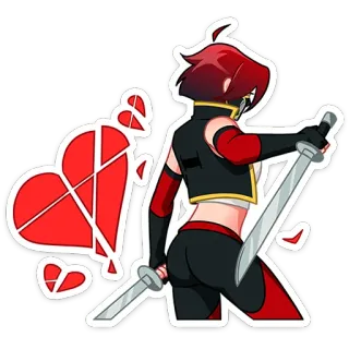💔 Ninja, Katana, Broń, Złamane serce, Anime, Wojownik telegram sticker