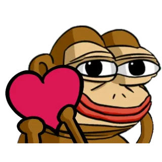 💋 Pepe małpa, serce, miłość, mem, pepe telegram sticker