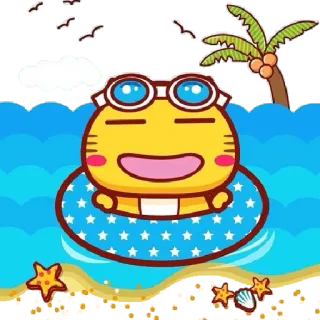 🌊 Sommer, Strand, Cartoon, Schwimmen, Schwimmen, Tropisch, Meer, Figur telegram sticker