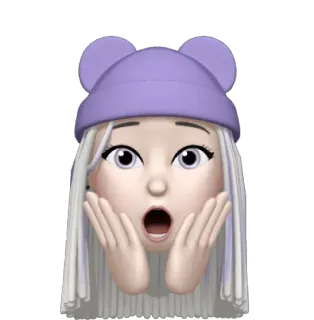 😦 biểu tượng cảm xúc, sốc, ngạc nhiên, cô gái, memoji whatsapp sticker