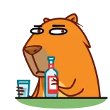 😐 capivara, álcool, bebendo, desenho animado, animal telegram sticker