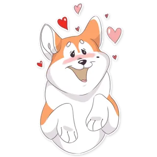 😍 corgi, dog, hearts, cute, cartoon telegram sticker