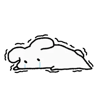 💘 triste, llorando, conejo, animal, blanco, dibujos animados, lágrimas telegram sticker