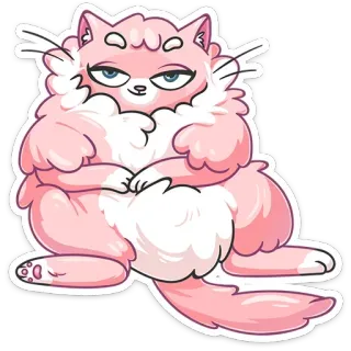 🤤 猫, 粉色, 蓬松, 可爱, 动物, 贴纸 telegram sticker