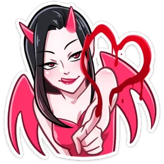 ❤️ quỷ, ác quỷ, trái tim, máu, anime, halloween whatsapp sticker