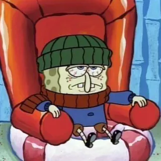 🤕 Spongebob Squarepants Спанч Боб, Мультфильм, Грустный, Зима, Больной, Nickelodeon telegram sticker