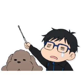 😢 Аниме, Мультфильм, Плачущий, Грустный, Собака, Очки whatsapp sticker