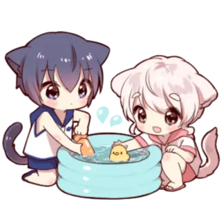 🍓 fofo, desenho animado, anime, chibi, gato, verão telegram sticker