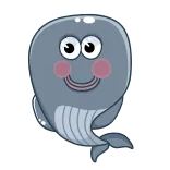 😊 whale, cartoon, animal, sea creature, cute, mammal telegram sticker