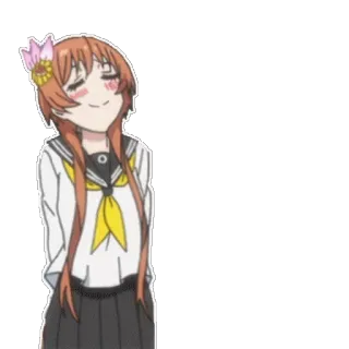 😌 Аниме, Школьная форма, Девочка, Милая, Цветок whatsapp sticker