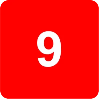 🟥 9 numero, nove, rosso, bianco telegram sticker