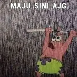 😈 Patrick Star SpongeBob SquarePants MAJU SINI AJG Патрик Стар, Спанч Боб, мультфильм, мем, смешно telegram sticker