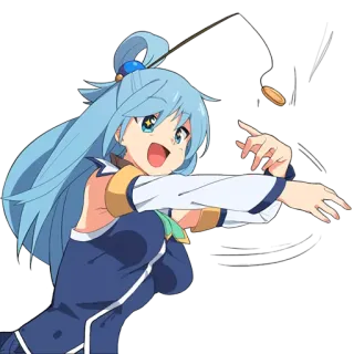 🤑 Aqua KonoSuba Аниме, Персонаж, Аква, Konosuba, Йо-йо telegram sticker