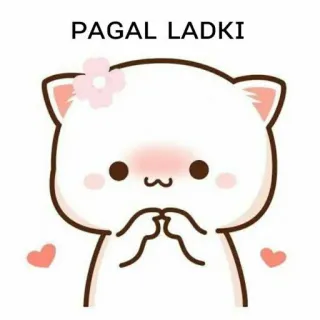 😋 PAGAL LADKI 귀여운, 고양이, 카와이, 사랑, 하트, 만화, 볼터치, 복숭아 고양이 telegram sticker