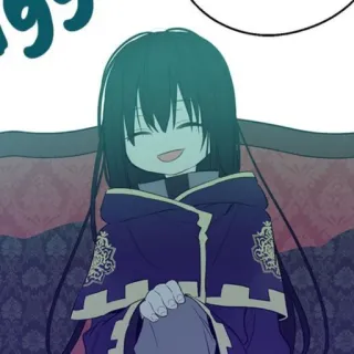 🌑 アニメ, 漫画, 女の子, 笑顔, ローブ telegram sticker