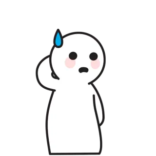 😳 emoji, cartoon, character, sweat, nervous, anxious, worried, white telegram sticker