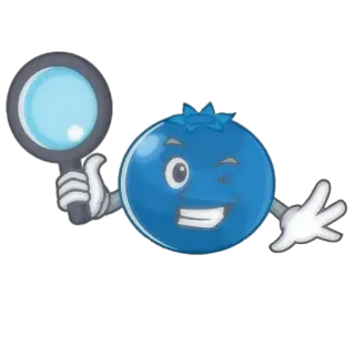 👁 myrtille, fruit, dessin animé, loupe, enquête, détective whatsapp sticker