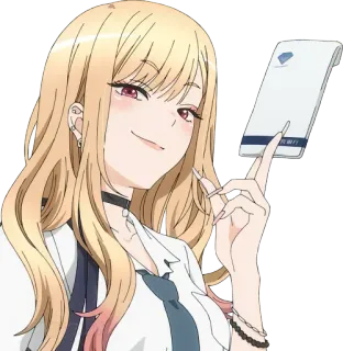 😏 Marin Kitagawa My Dress-Up Darling anime, sticker, character, cute, girl, blonde hair, Marin Kitagawa, My Dress-Up Darling telegram sticker