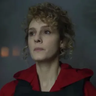 😕 Lisbon Money Heist Lisbonne, La Casa de Papel, personnage, femme, sweat rouge telegram sticker
