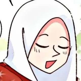 🌺 Cartone animato, Donna, Hijab, Musulmano, Anime, Illustrazione, Ritratto whatsapp sticker