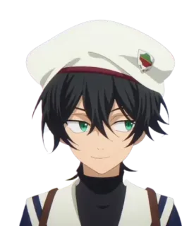 😏 Anime, Charakter, Mann, Hut telegram sticker