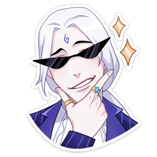 😎 สติกเกอร์, อนิเมะ, ตัวละคร, แว่นกันแดด, เท่, สูทสีม่วง telegram sticker