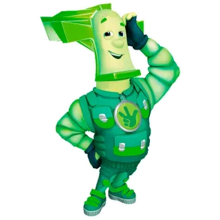 🤔 卡通, 绿色, 角色, 动画, 友善 telegram sticker