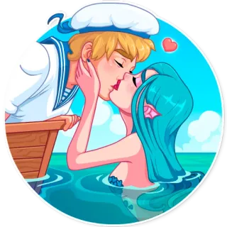 💏 küssen, matrose, meerjungfrau, liebe, cartoon, romantik telegram sticker