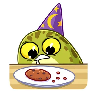 🤤 frog, cookie, wizard, cartoon, cute, food telegram sticker