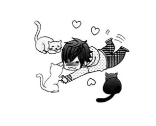 😍 Anime, Mangá, Menino, Gatos, Fofo, Kawaii, Desenho animado, Animal de estimação whatsapp sticker