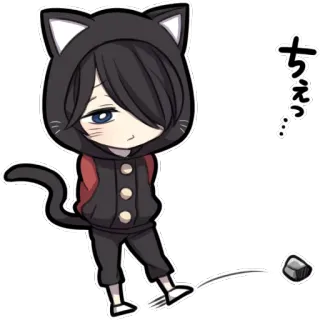 😔 ちぇっ... kucing, anime, chibi, kartun, lucu telegram sticker