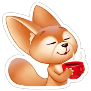 ☕️ zorro, café, taza, animal, lindo, kawaii telegram sticker