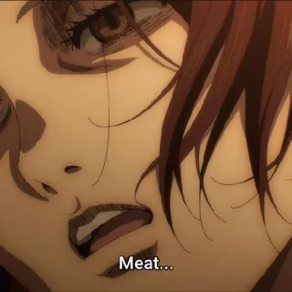 😔 Meat... Anime, Nourriture, Viande, Dessin animé whatsapp sticker