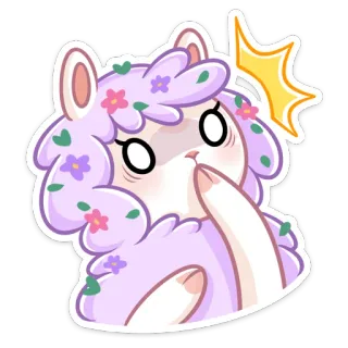 😳 lama, carino, animale, cartone animato, fiori, adorabile, soffice whatsapp sticker