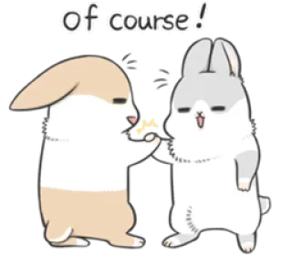 🐰 Of course! kelinci, imut, kartun, hewan, persetujuan, persahabatan telegram sticker