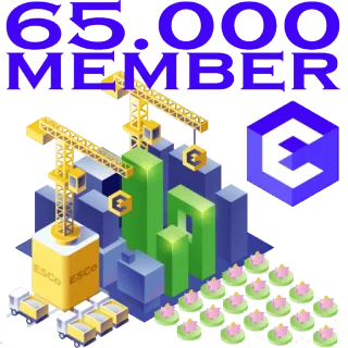 🎉 65,000 MEMBER construction, building, members, community, esco telegram sticker