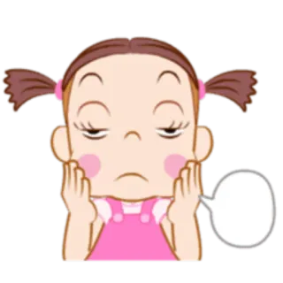 😒 dibujos animados, chica, expresión, sticker, coletas whatsapp sticker