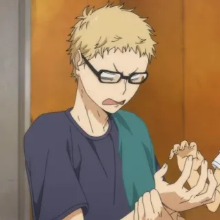 ✨ Kei Tsukishima Haikyu!! anime, haikyuu, tsukishima, kei tsukishima, volleyball, character telegram sticker