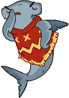 😲 shark, animal, cartoon, character, funny, poncho telegram sticker