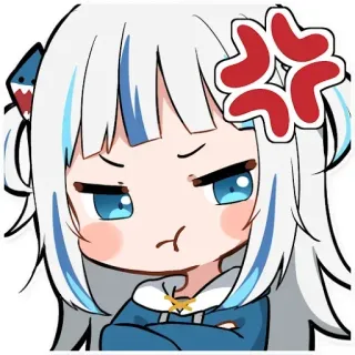 😤 Gawr Gura Anime, Vtuber, Bravo, Gawr Gura, Tubarão telegram sticker