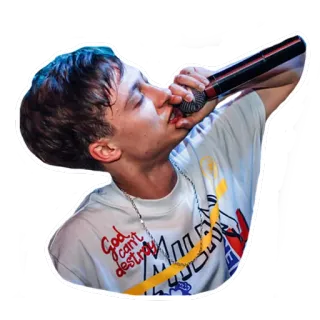 🎤 God can't destroy piosenkarz, występ, muzyka, mikrofon, rozrywka telegram sticker